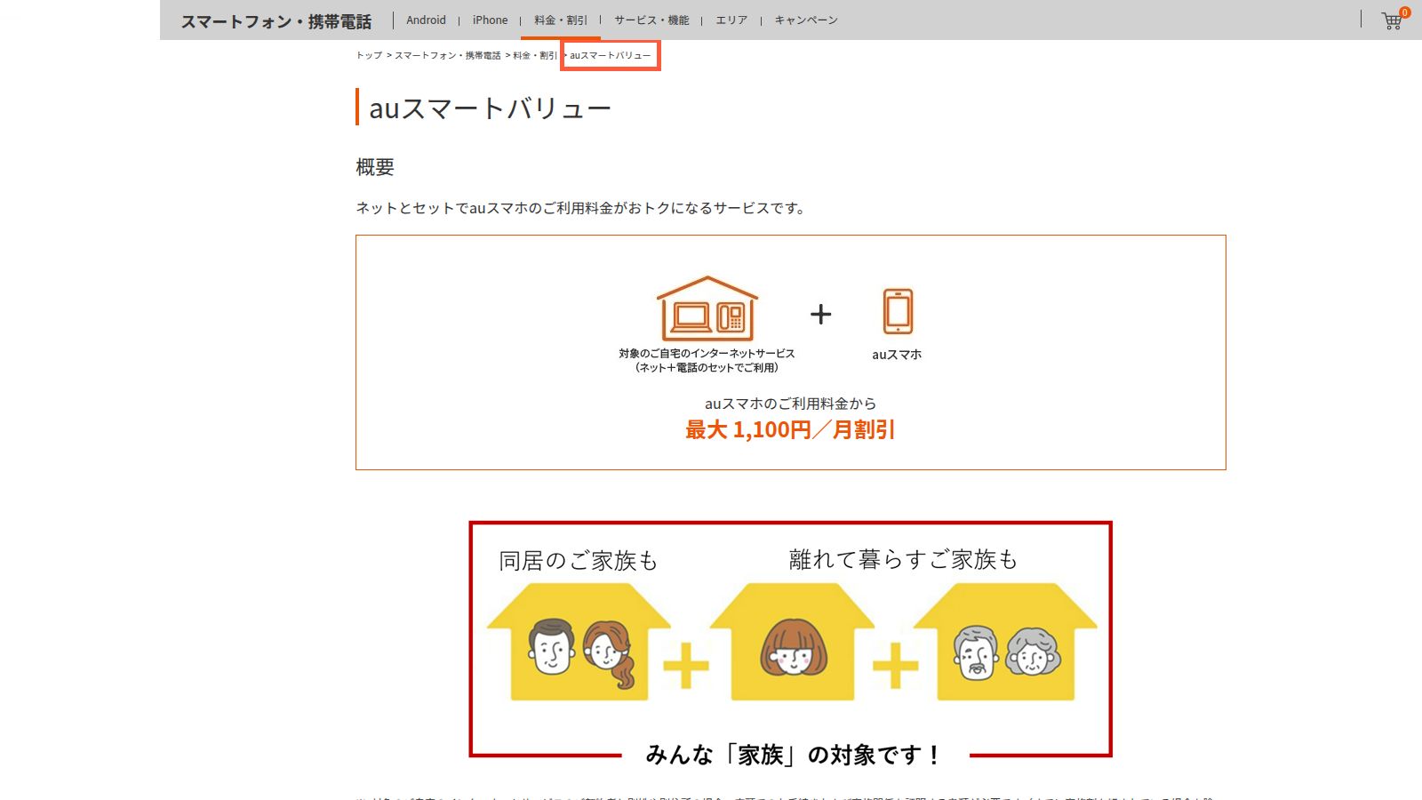auスマートバリューの公式ページ